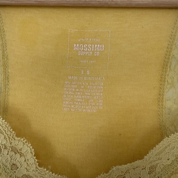 Y2K Mossimo Supply Co Thick Lace Racerback Tank Yellow S Stretch Fitted Preppy - Picture 6 of 6
